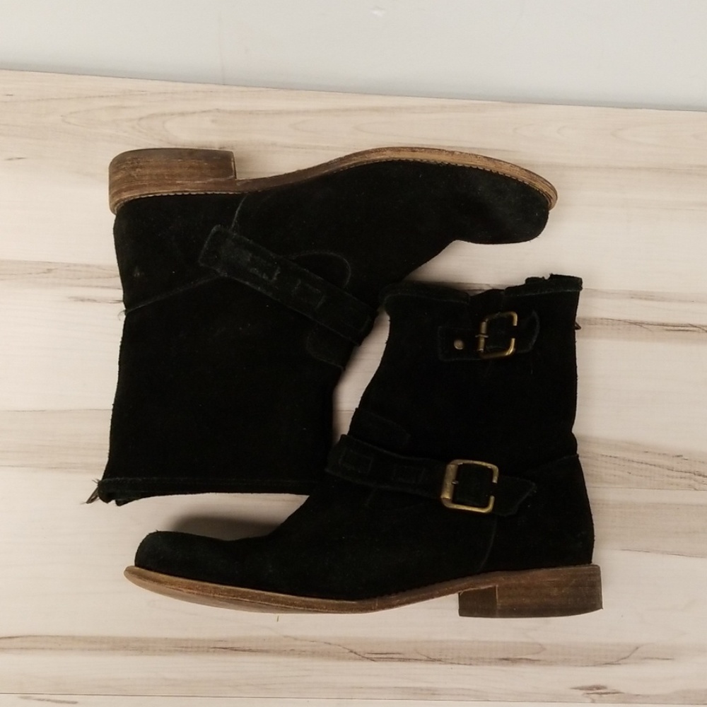 Fitzwell Black Leather Back Zipper Ankle Boots 8.5